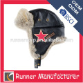 Good quality winter leather aviator hat with embroidery